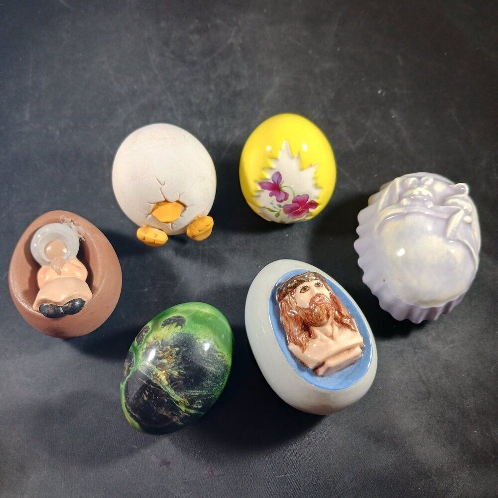 Vintage Egg Shape Collection Figurines Mini Different Shaped (6pcs)